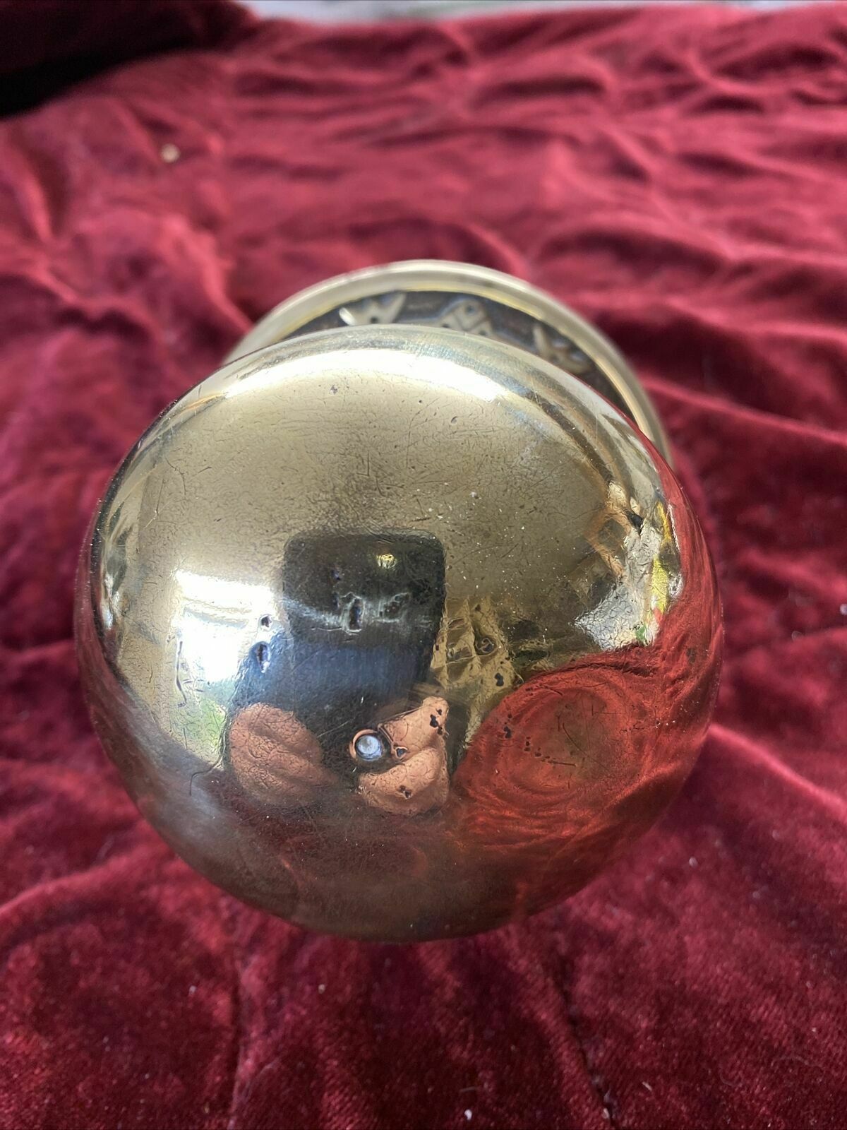 Large Antique Regency Georgian Brass Door Knob Reclaimed Period Metal Old C1830 photo for sale