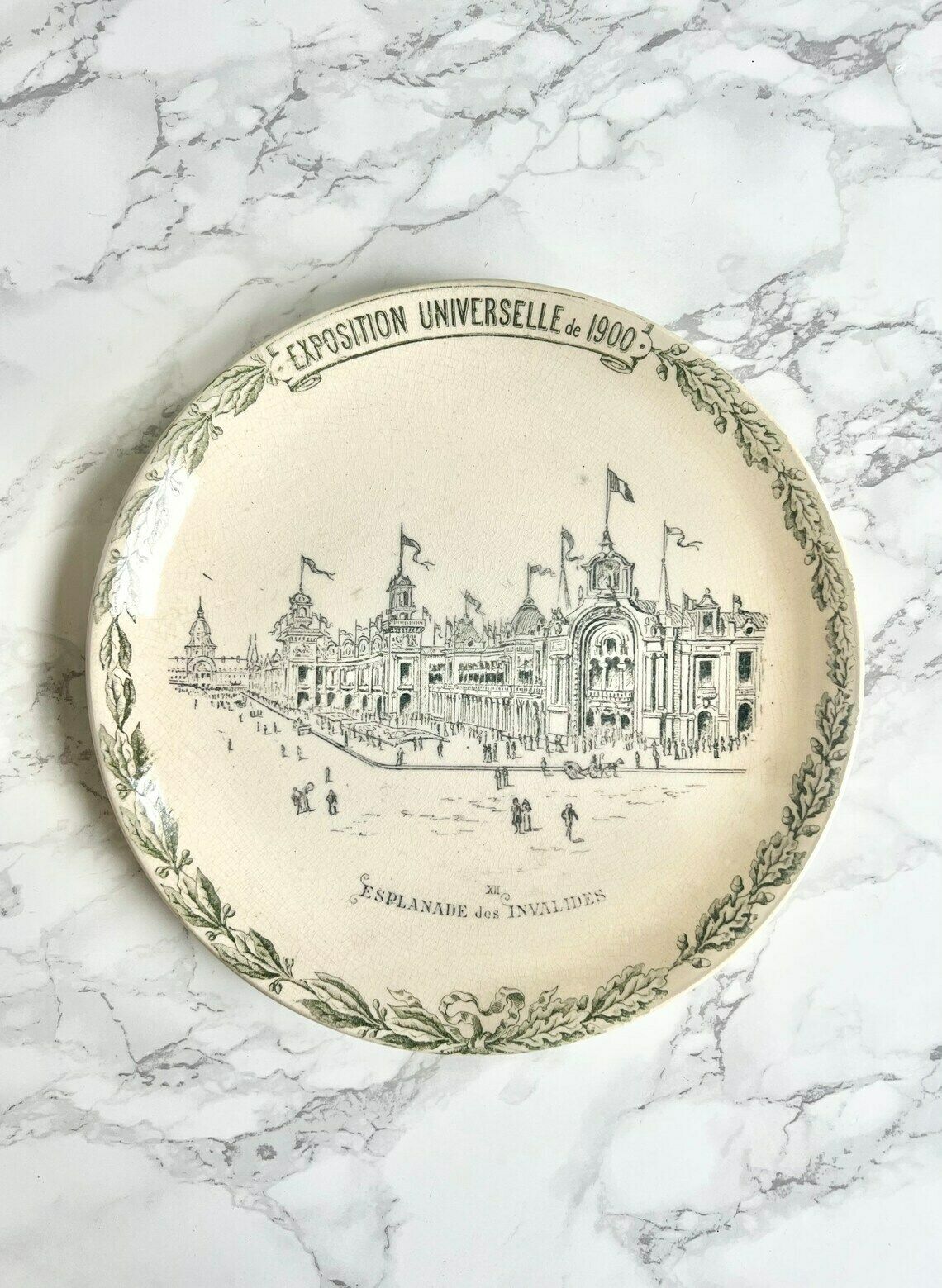 Choisy Le Roi Hb   Pair Of Rare Plates In Fine Pottery Illustrating The Universal Exhibition Of 1900 photo Home Decor