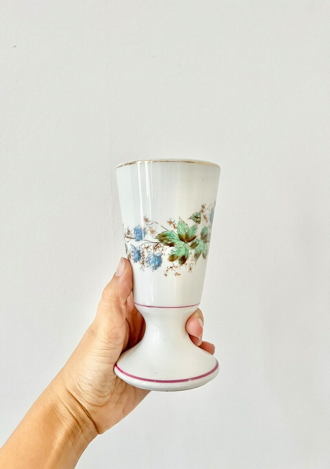 Antique French Mazagran Brûlot Pair In Thick White Porcelain With Hand Painted Flowers photo vinterior