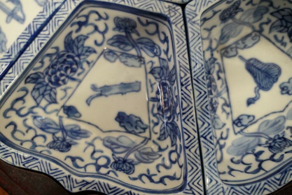 Mid Century Oriental Hors D'oeuvres Dish Set In Presentation Lazy Susan photo for sale