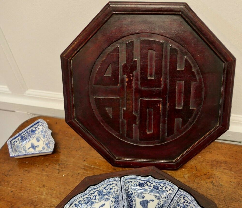 Mid Century Oriental Hors D'oeuvres Dish Set In Presentation Lazy Susan photo buy