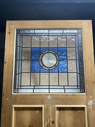 Large Victorian Stained Glass Front Door Old Reclaimed Antique Glass Period Lead photo vinterior