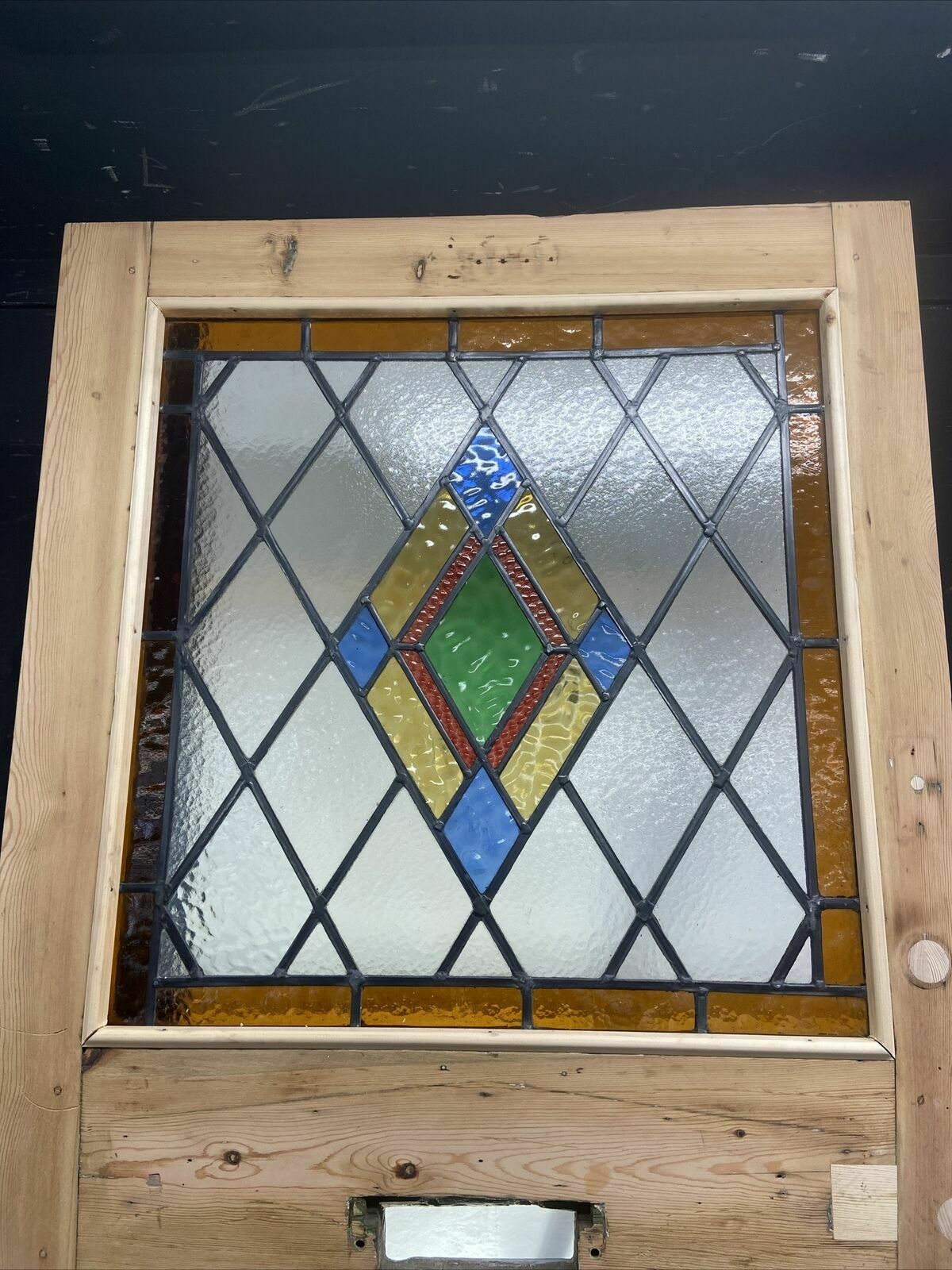 Art Deco Stained Glass Front Door Period Old Reclaimed Antique Pine Wood Leaded photo vintage