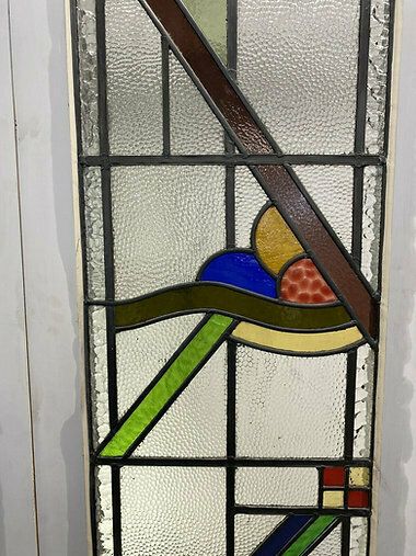 2891.0 Art Deco Stained Glass French Doors Antique Period Reclaimed Old 20s 30s Leaded photo