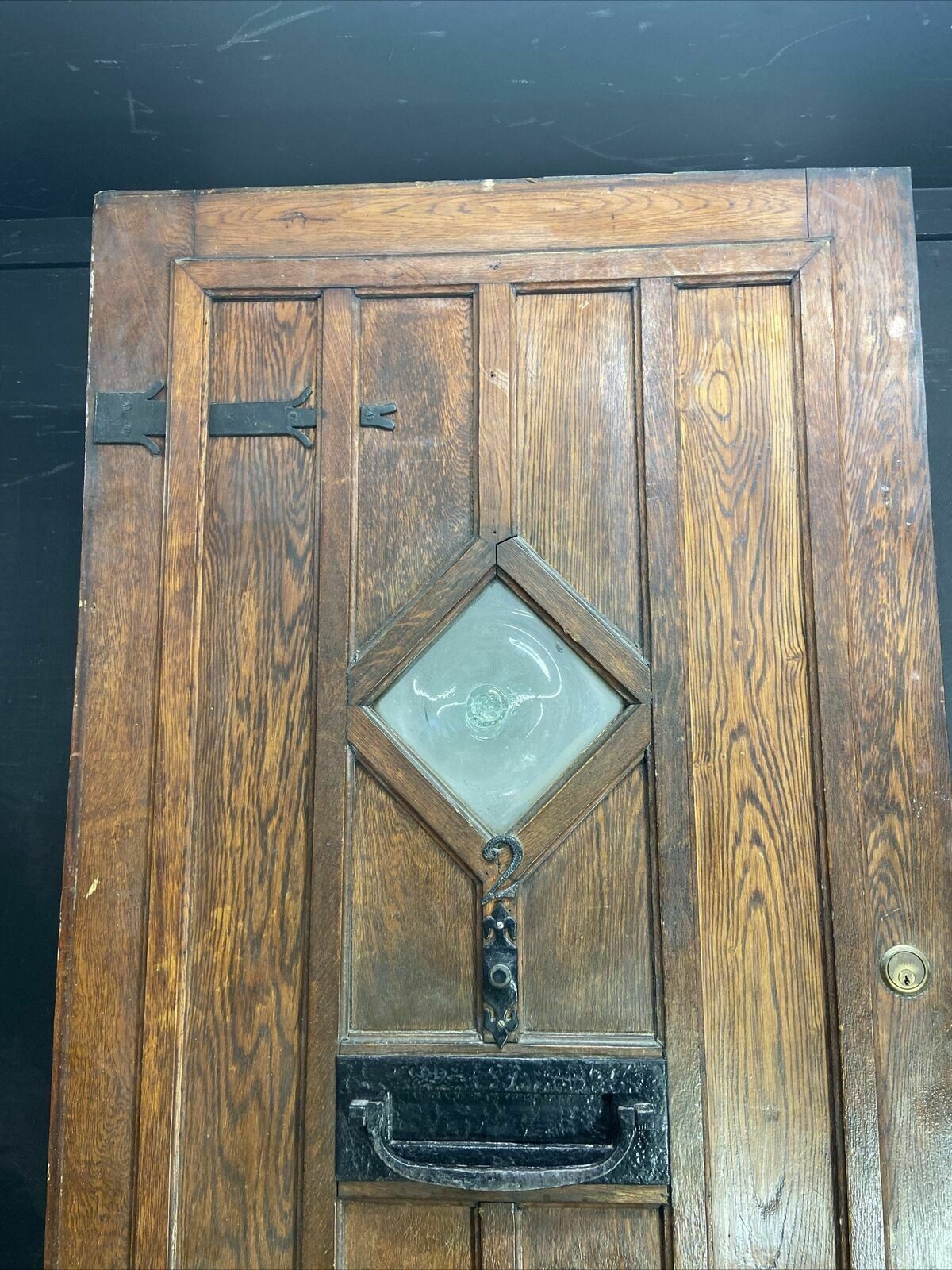 Solid Oak Front Door Arts Crafts Old Period Antique Glass Reclaimed Wood Iron photo furniture