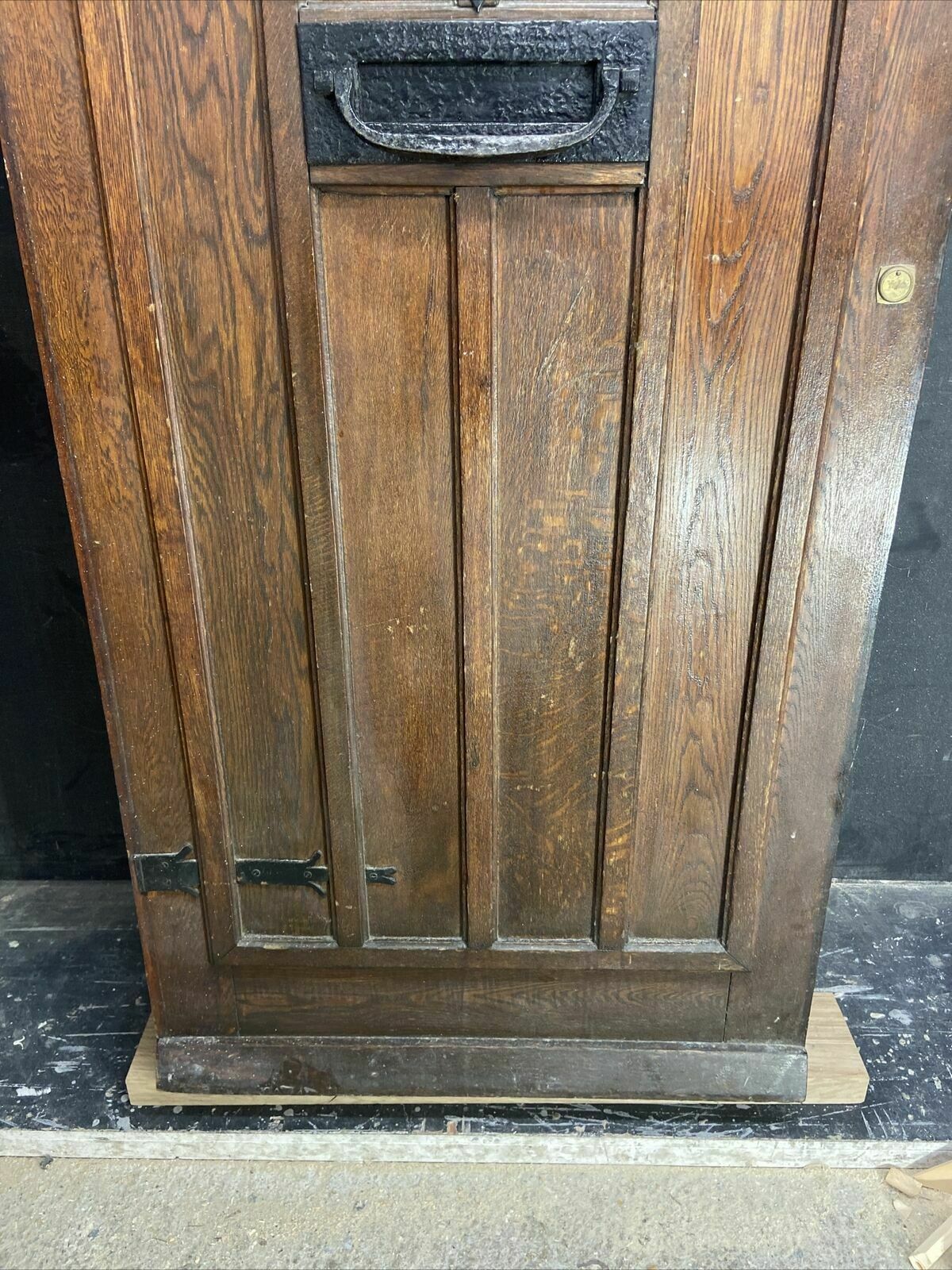 Solid Oak Front Door Arts Crafts Old Period Antique Glass Reclaimed Wood Iron photo 1357.0