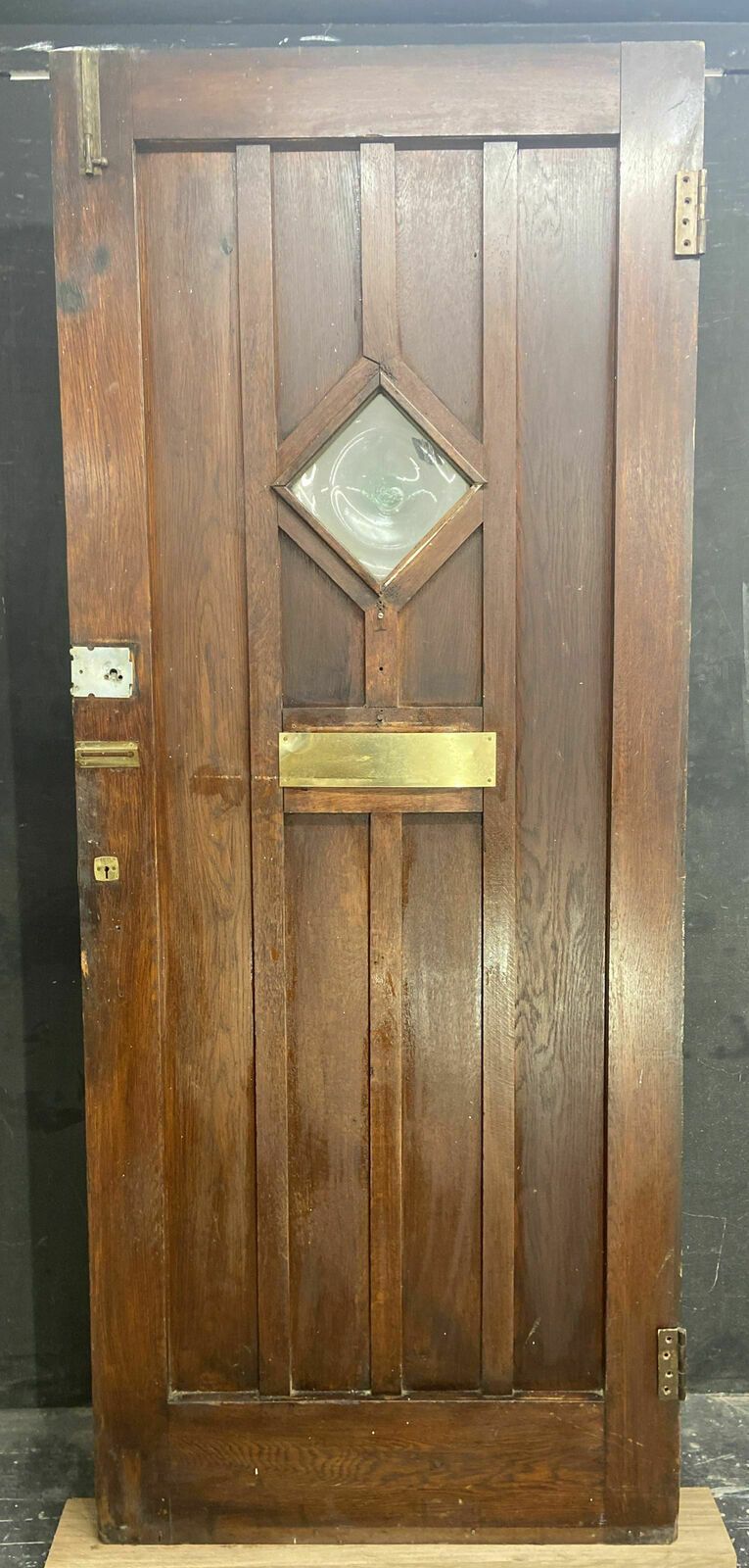 Solid Oak Front Door Arts Crafts Old Period Antique Glass Reclaimed Wood Iron photo vintage