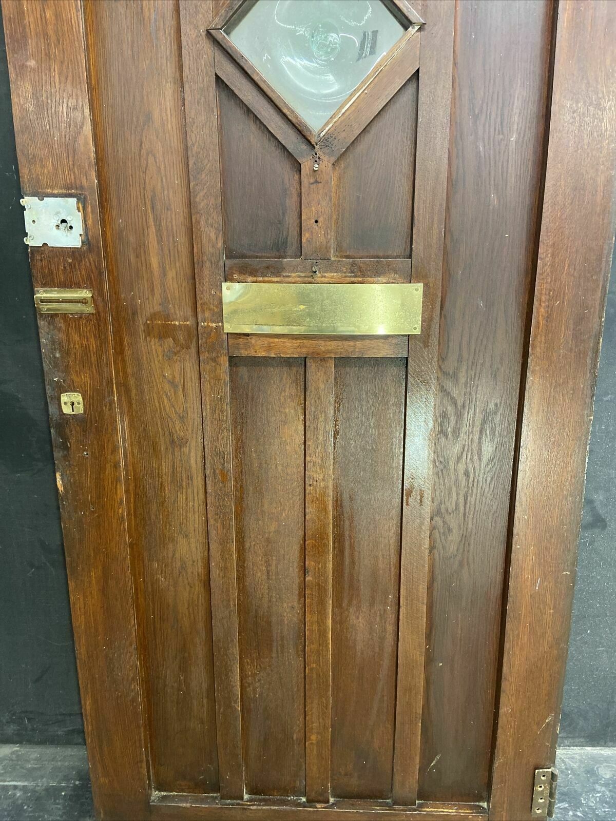 Home Fixtures Solid Oak Front Door Arts Crafts Old Period Antique Glass Reclaimed Wood Iron photo