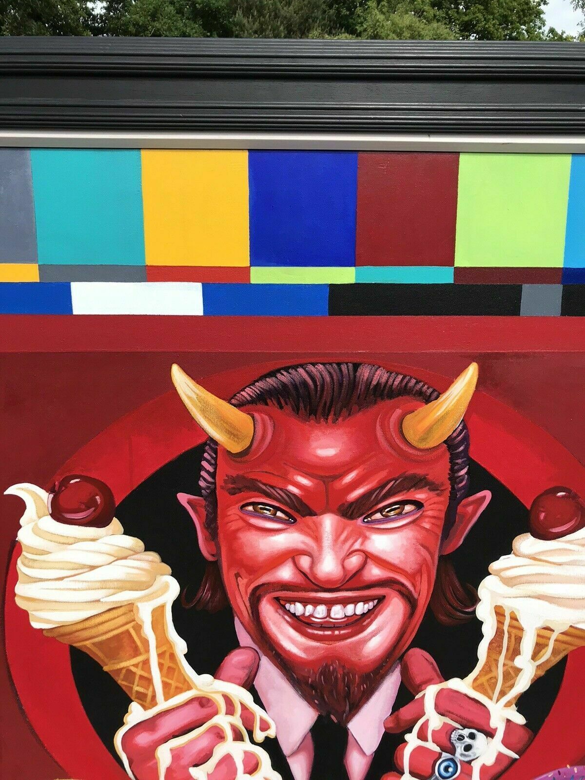 Large Original Michael Forbes Oil On Canvas ‘Go On Fatty Have Another 2115 Pop photo for sale