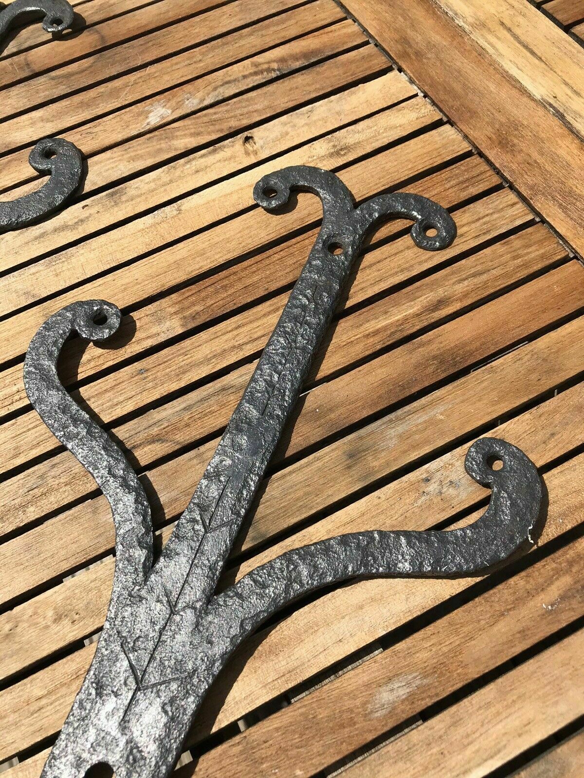 Rare Original 15th Century Medieval Door Hinges Gothic Forged Iron Period Antiqu photo for sale