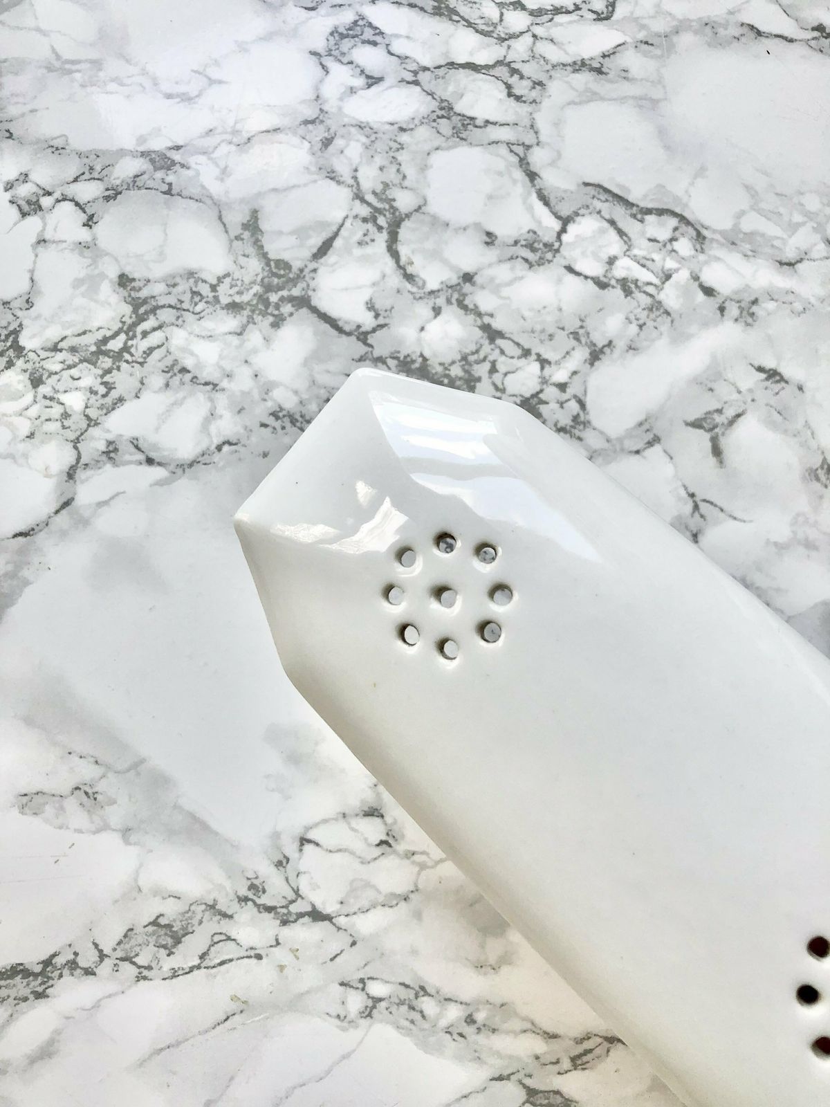 Very Nice Old French Comb Or Toothbrush Holder In White Ironstone photo for sale