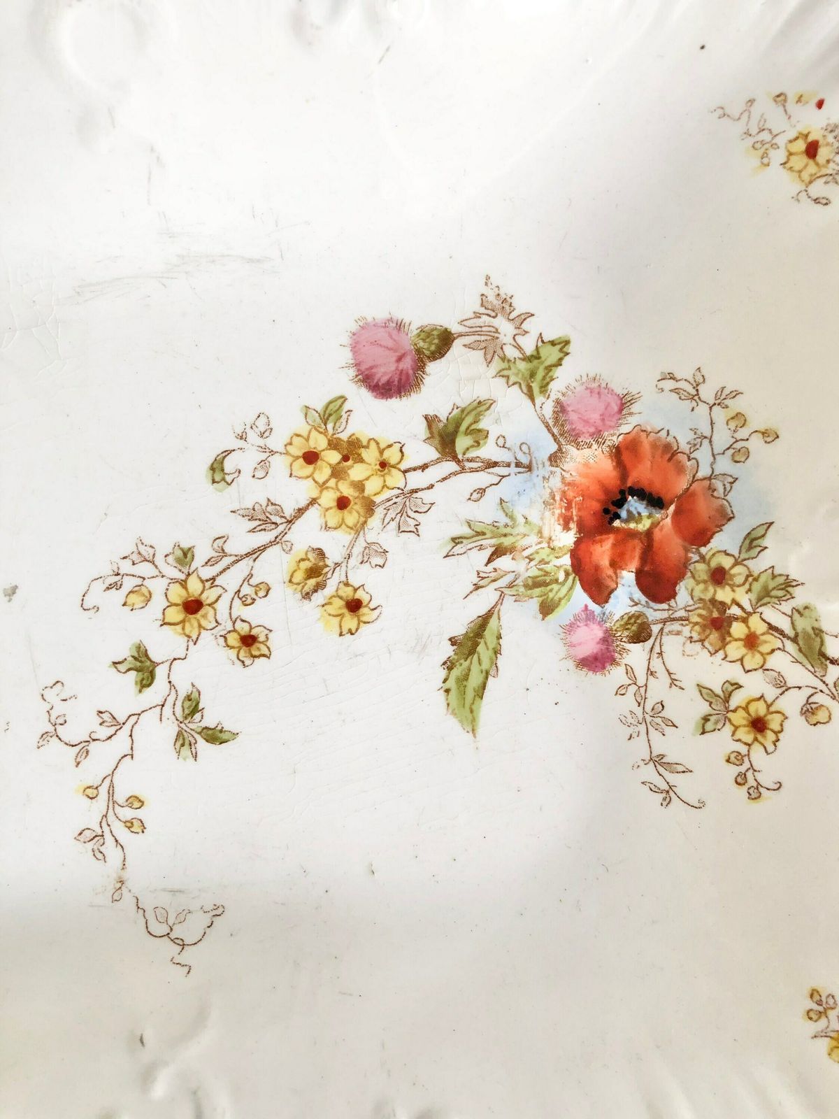 Imperial Bonn   Pair Of Antique 1800 Rectangular Molded Porcelain Bowls, Gilded And Hand Painted With Flowers photo 168.0