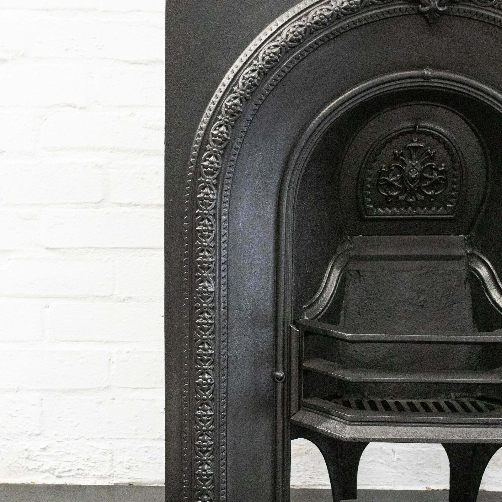 Antique Cast Iron Arched Fireplace Insert photo for sale