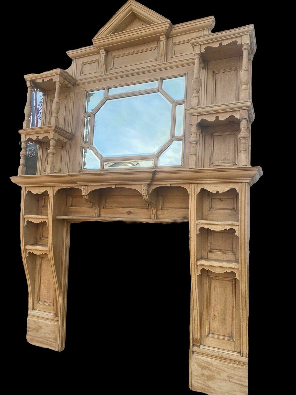 V Large Victorian Pine Antique Fire Surround Overmantel Fireplace Reclaimed Wood photo furniture
