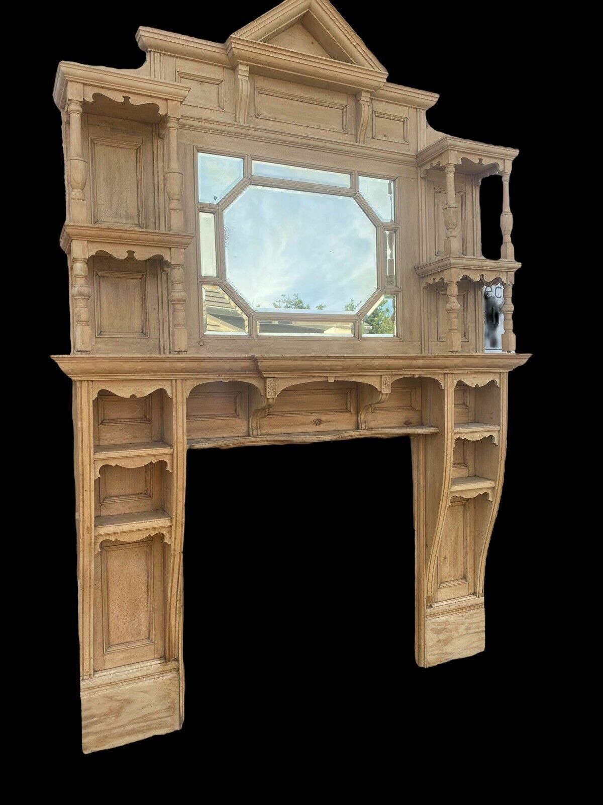 V Large Victorian Pine Antique Fire Surround Overmantel Fireplace Reclaimed Wood photo for sale