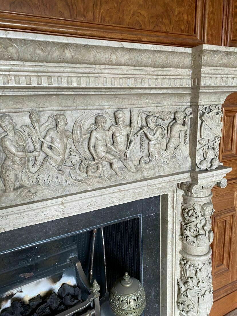 Carved Marble Antique Fire Surround Overmantel Fireplace Reclaimed Royal Prov photo furniture