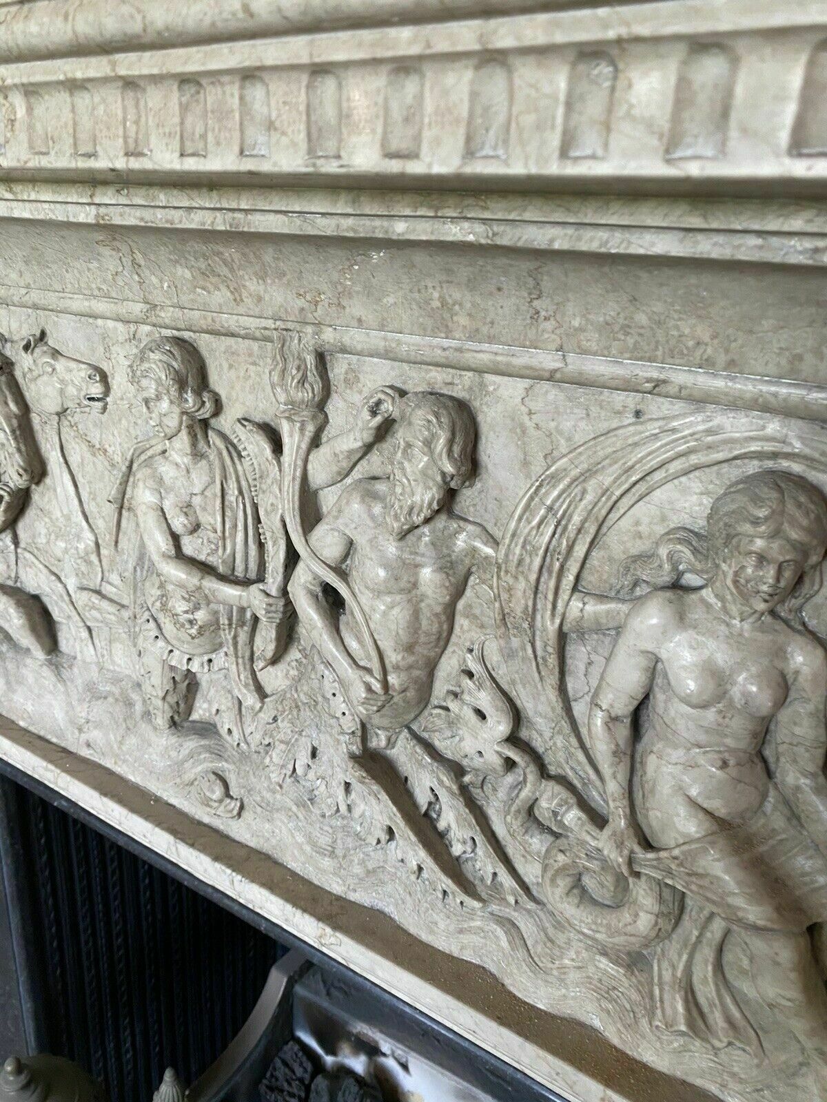 Carved Marble Antique Fire Surround Overmantel Fireplace Reclaimed Royal Prov photo buy