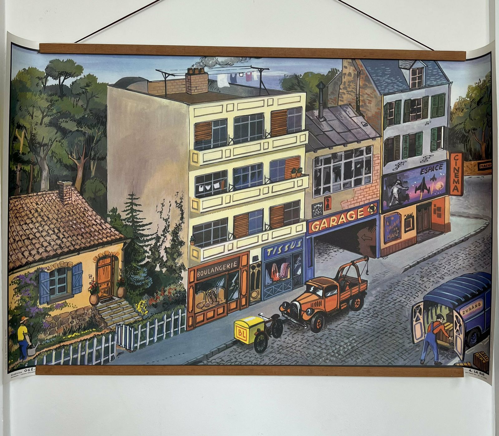 French Original 60s Vintage Colourful School Chart   Everyday Life Unframed photo Art