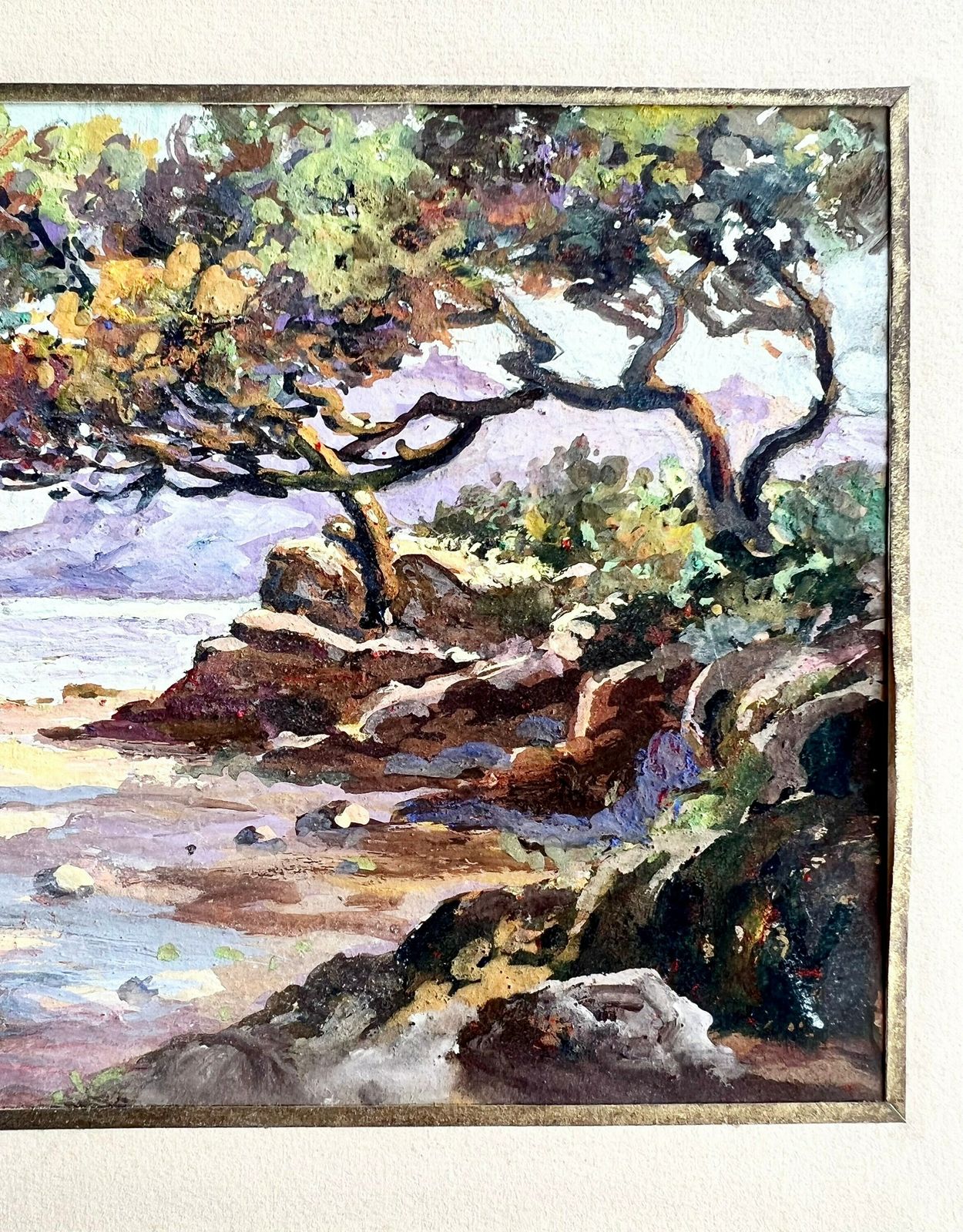 Old Orientalist Painting Gouache On Seaside Marine Cardboard   Signed Lower Left   Original French Painting photo Art