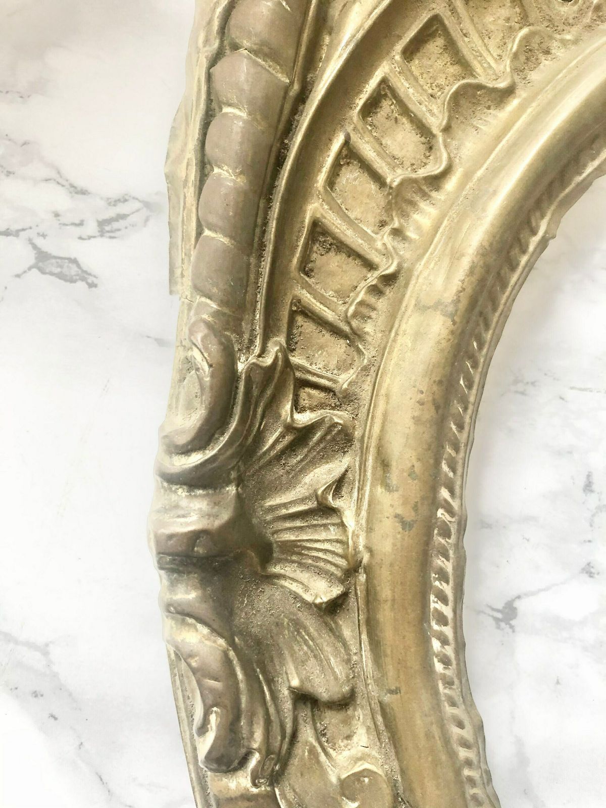 Rare Old French Clock Pediment In Gilded Metal Decorated With Flowers And Shells photo Art