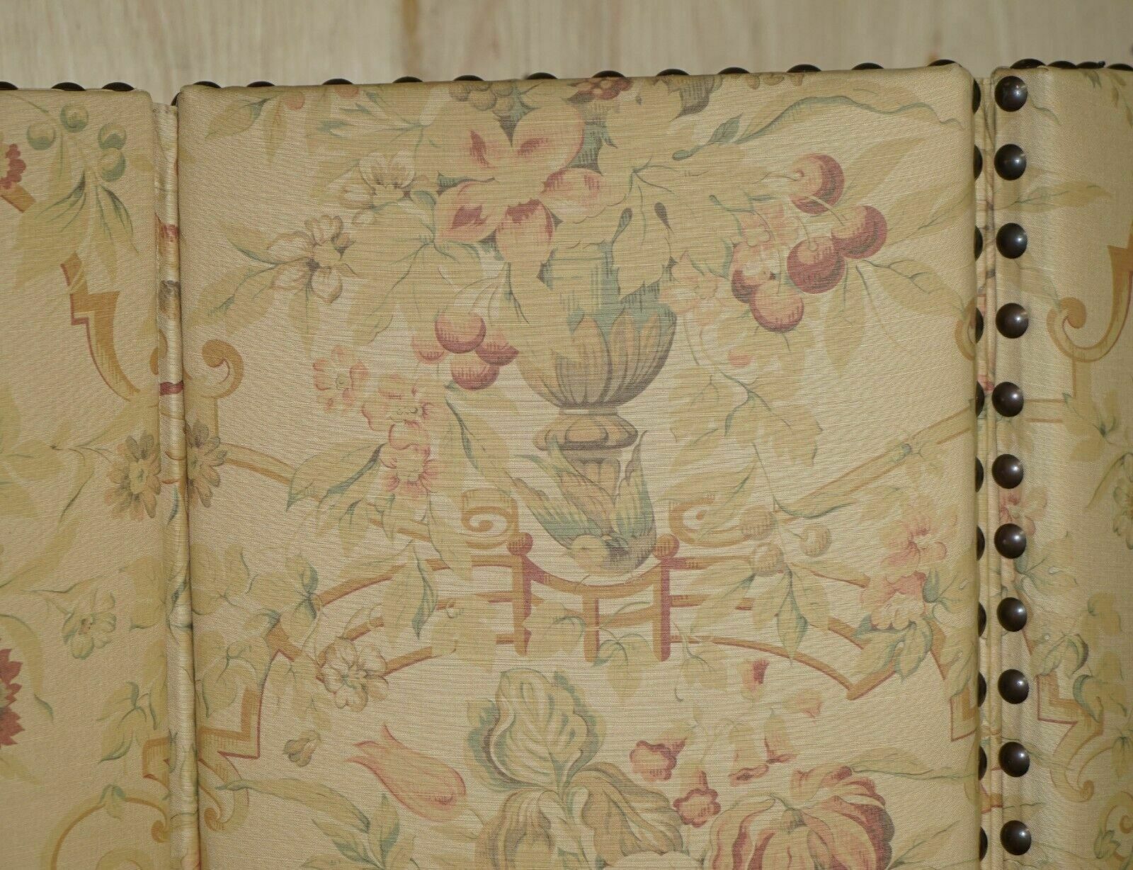 Fine George Smith Chelsea Mahogany & Floral Upholstered Room Divider photo vintage