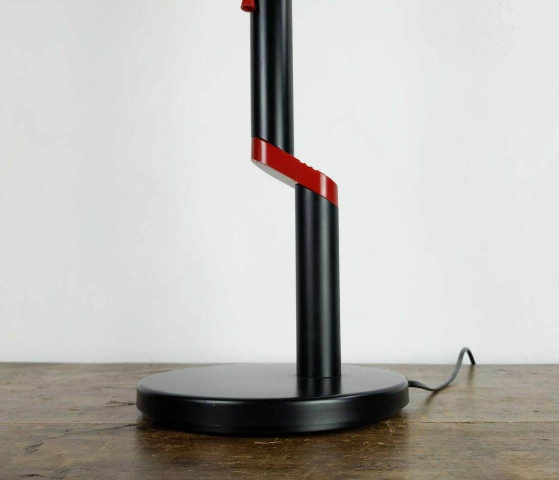 1980s Red And Black Candlestick Table Lamp photo Lighting