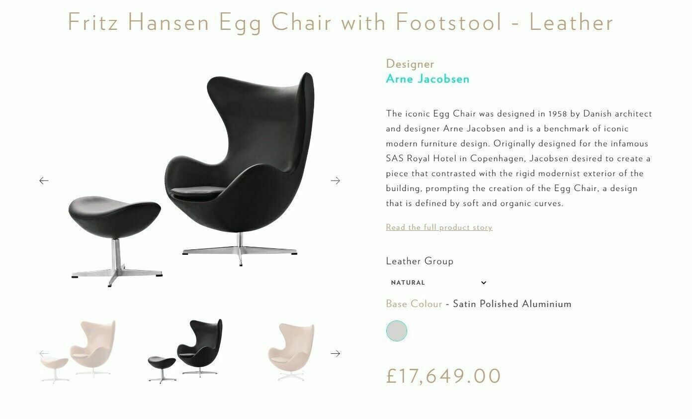 Rrp £17,649 Stamped Fritz Hansen Cream Leather Egg Chair & Ottoman Footstool photo furniture