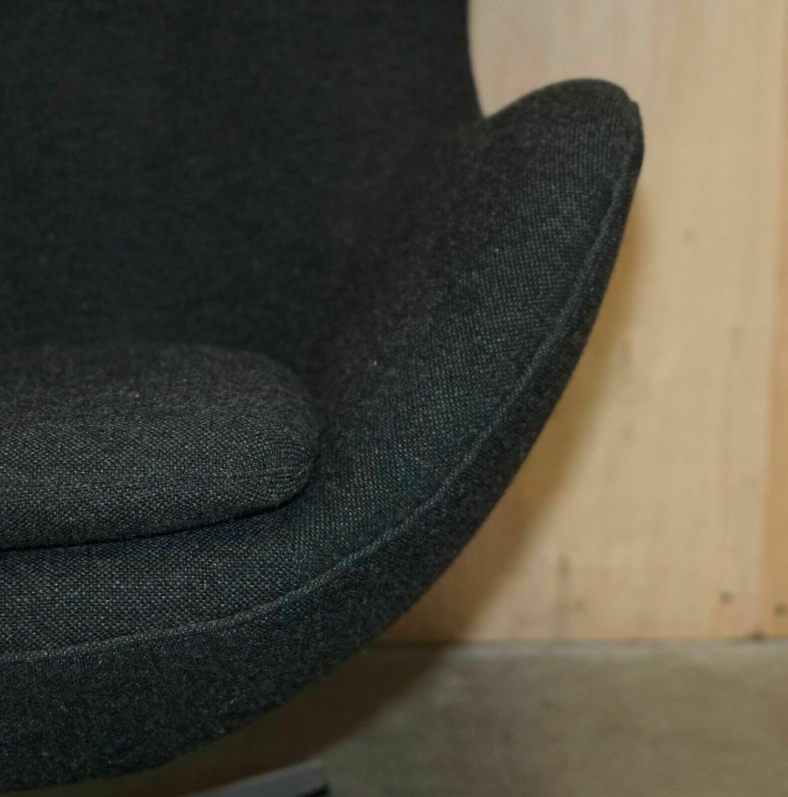photo for sale Original 1996 Stamped Fritz Hansen Egg Chair In Black / Grey Fabric