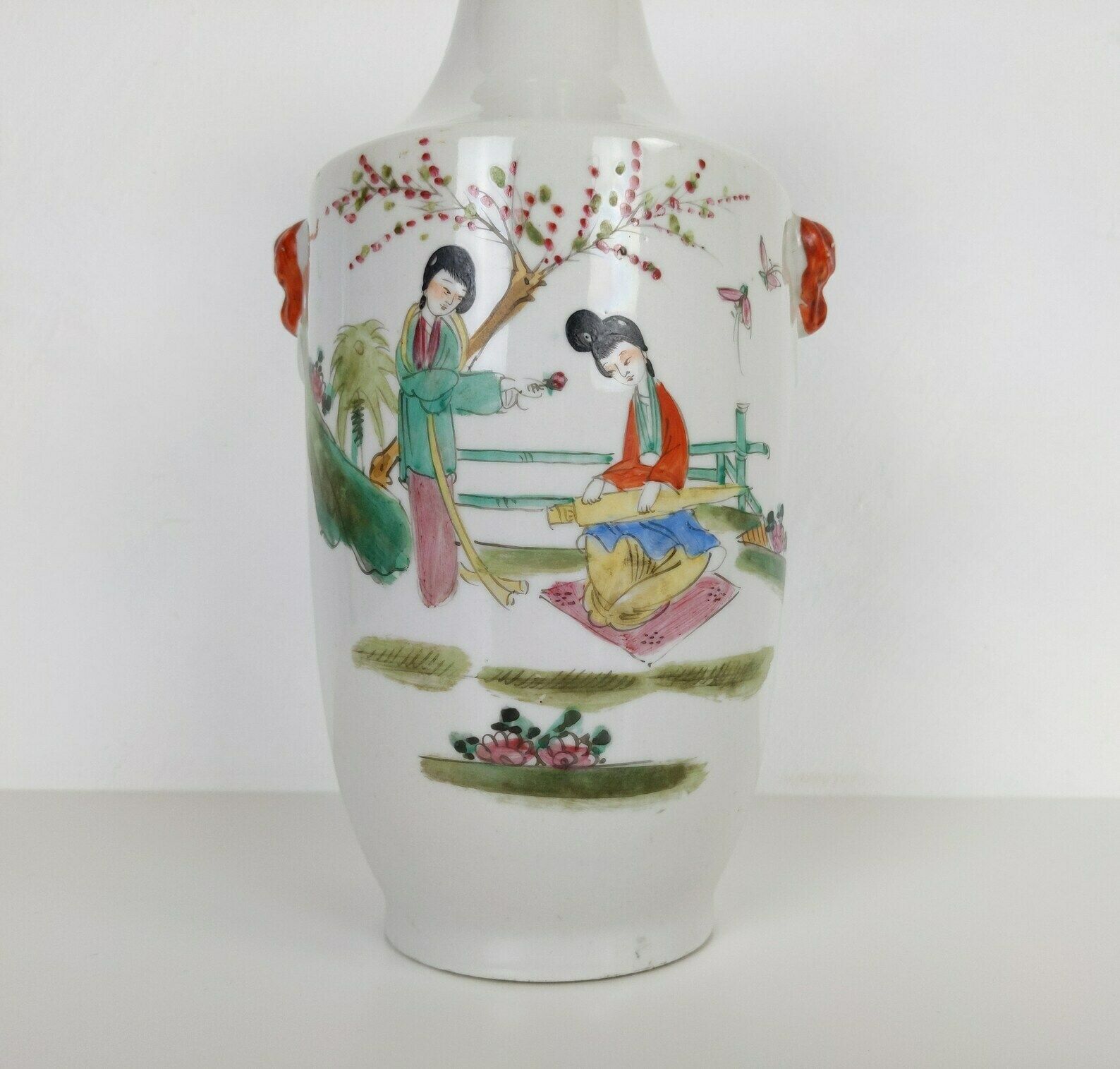 photo for sale 20th Century Proc Peoples Republic Of China 1960s 1970s Signed Chinese Porcelain Ladies In Garden Scene Vase