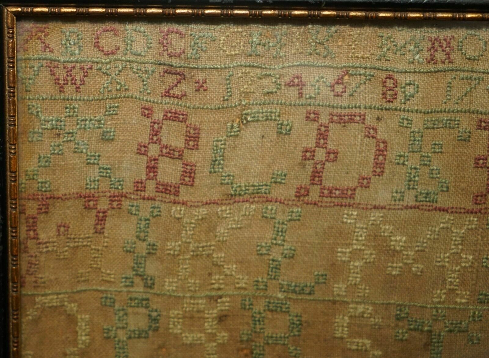 Antique 1747 Mary Campbell Of Scotland George II Needlework Sampler photo vinterior