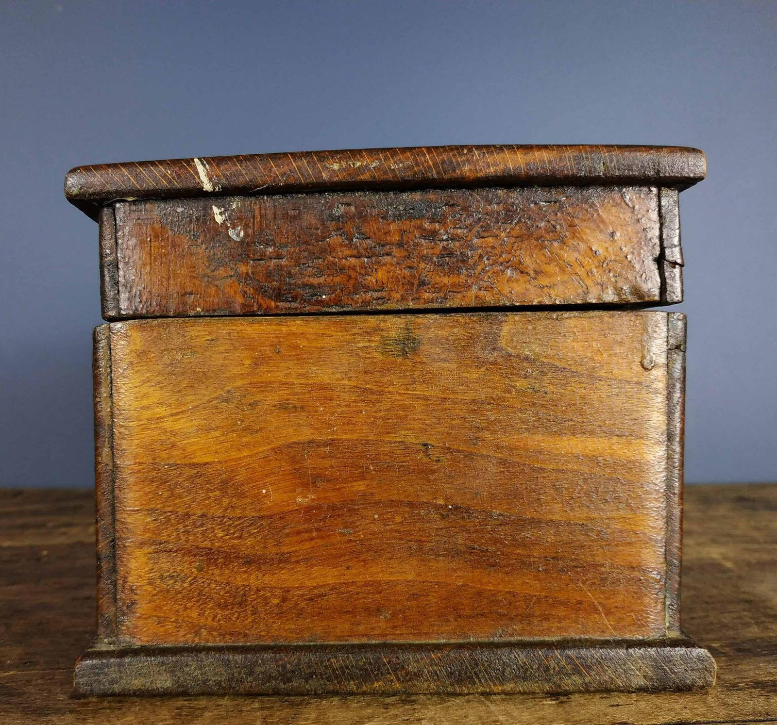 Antique French Hand Carved Folk Art Mahogany Wood Tobacco Leaf Box, Antique Wooden Container, Antique Cigar Box, Antique Cigarette Box photo buy