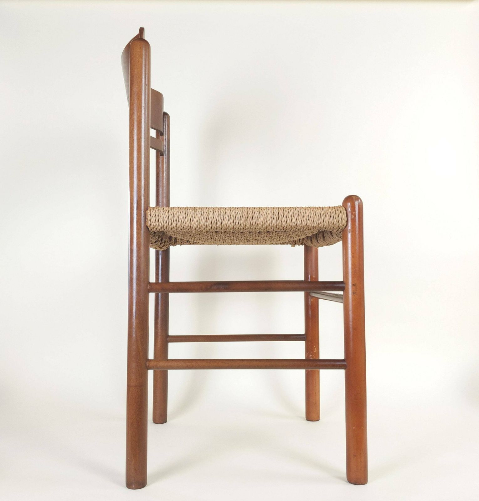 Mid Century Beech Wood Woven String Work Cord Dining Chair With Bentwod Back Rest In The Style Of Borge Mogensen photo vinterior