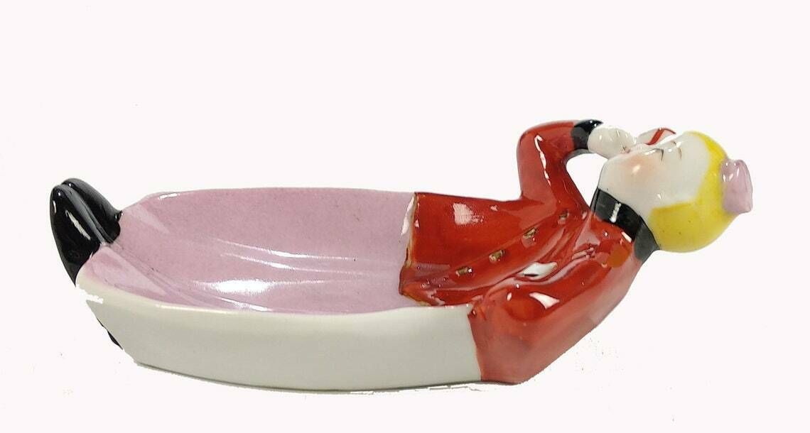 French Pierrot Coin Dish, French Pierrot Trinket Dish, French Ring Dish, Paris Bedroom Decor, Paris Hotel Decor, French Porcelain Dish photo for sale