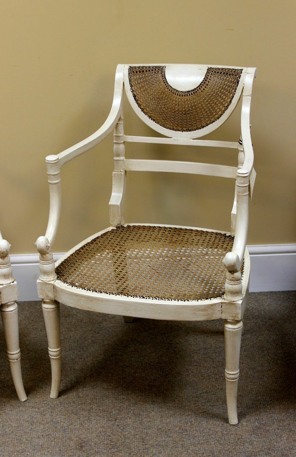A Pair Of Regency Painted Bergere Chairs photo for sale