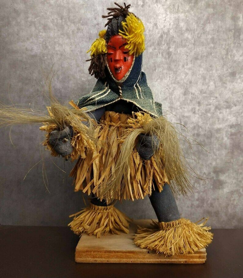 photo for sale Vintage African Tribal Art Doll, Dan Tribe Wooden Dancing Figure, Primitive African Doll, Folk Art Figurine, Stilt Dancer Doll, Wooden Doll