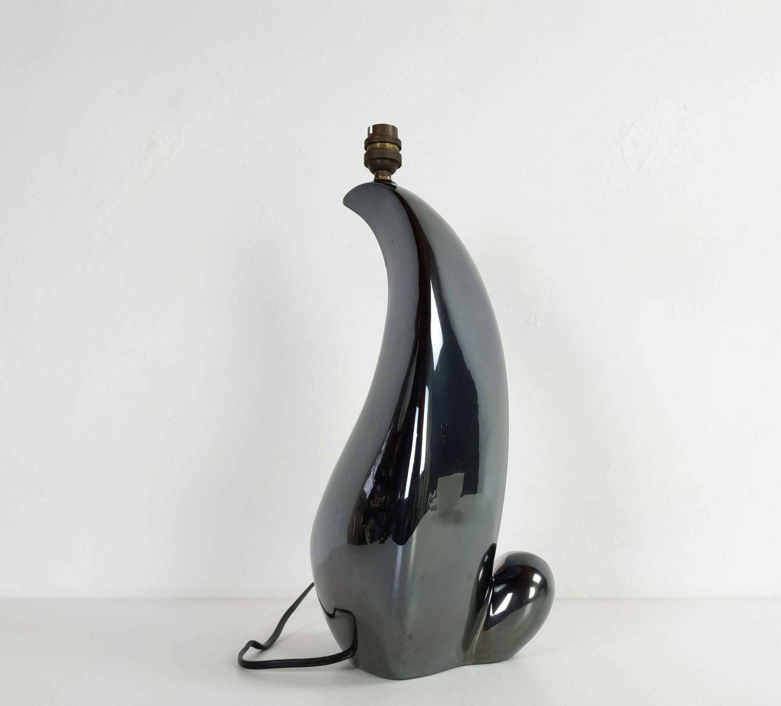 Pol Chambost (Attributed To) Mid Century French Sculptural Ceramic Table Lamp, Large 1950s Lamp, Original Mcm Lighting photo Lighting