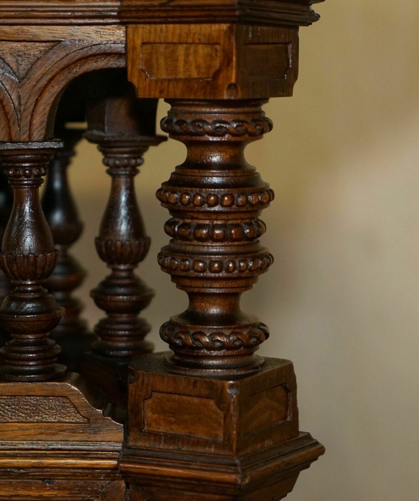 Antique Victorian Aesthetic Movement Carved Oak Elm And Marble Occasional Table photo buy