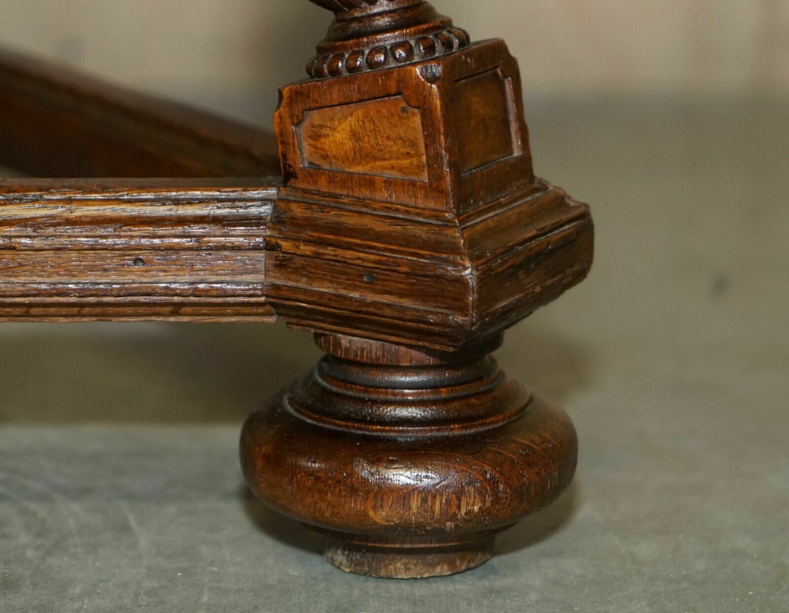 photo vinterior Antique Victorian Aesthetic Movement Carved Oak Elm And Marble Occasional Table