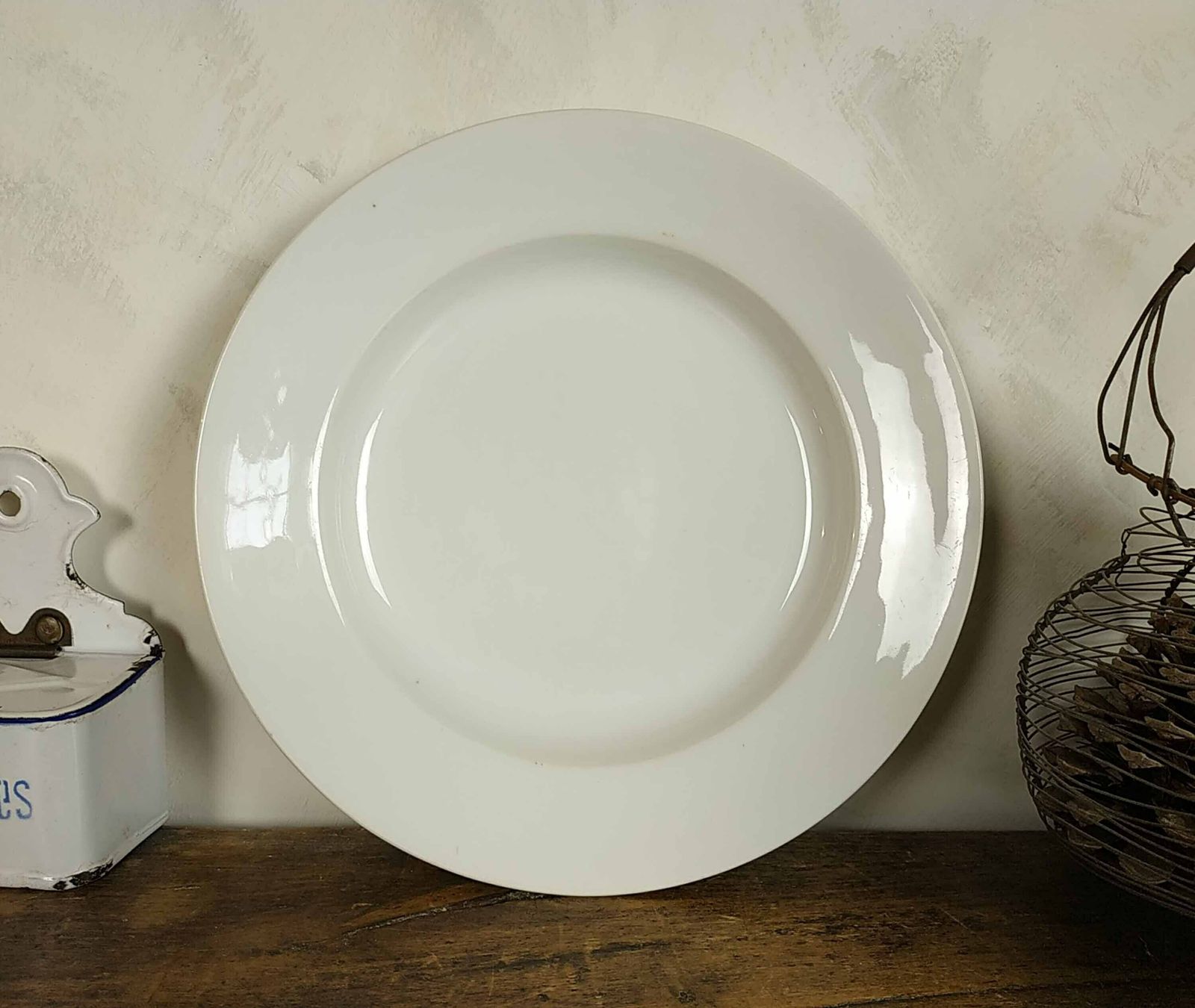 Large Antique French Porcelain Serving Dish, 1800s Ceramic Porcelaine De Paris Table Centerpiece, Limoges Shallow Pottery Bowl, Table Decor