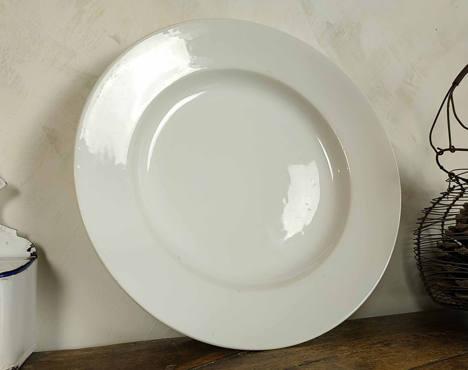 photo furniture Large Antique French Porcelain Serving Dish, 1800s Ceramic Porcelaine De Paris Table Centerpiece, Limoges Shallow Pottery Bowl, Table Decor
