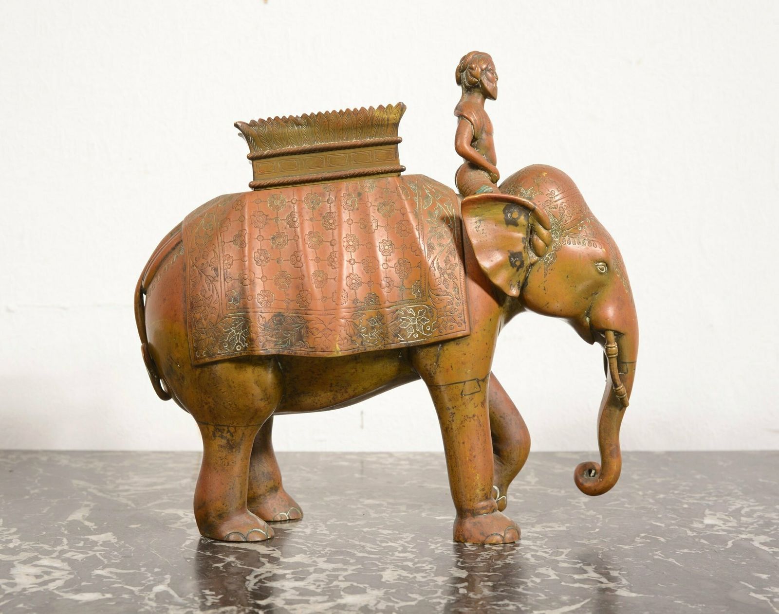 An Indian Bronze Sculpture Of An Elephant And Mahout   C.1840 1860 photo for sale