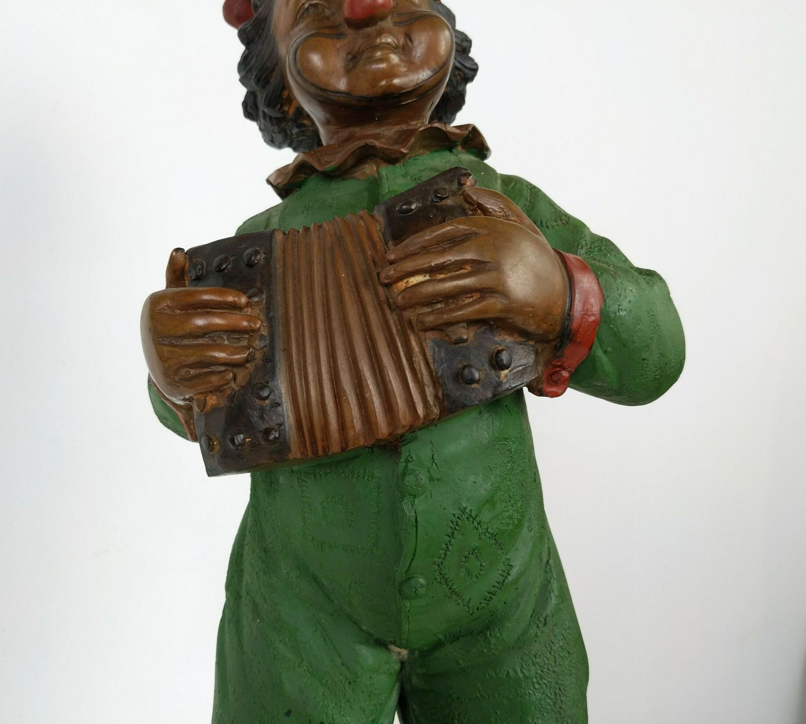 photo furniture Large 18.7" Vintage Bronze 1950s Cold Painted Statue Of A Clown Playing Accordion