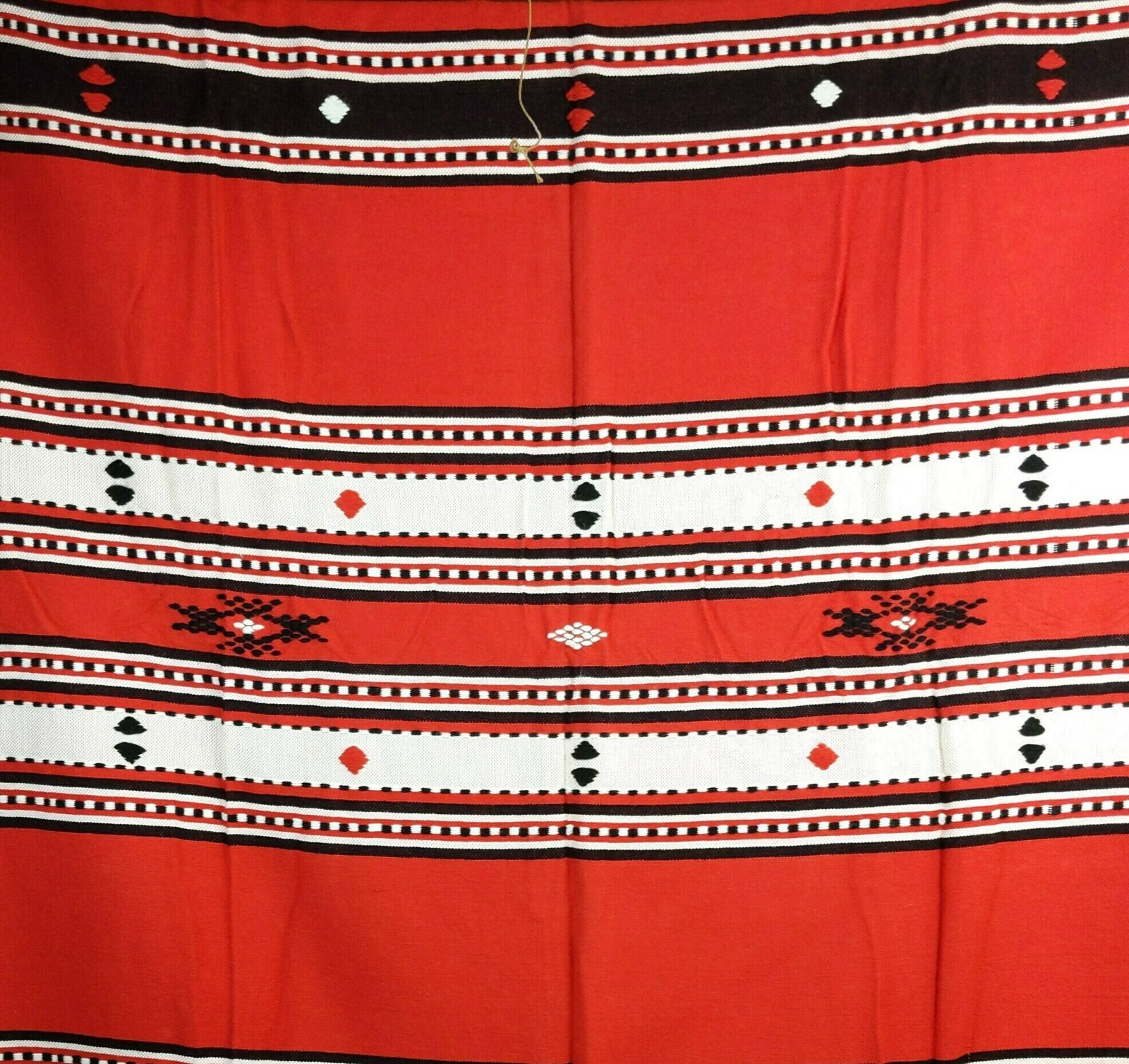 photo for sale Large Vintage 1970s Moroccan Berber Nomadic Red And Black Striped Hand Made Flat Woven Wool 8.6ft By 4.7ft Blanket Cover Or Floor Rug