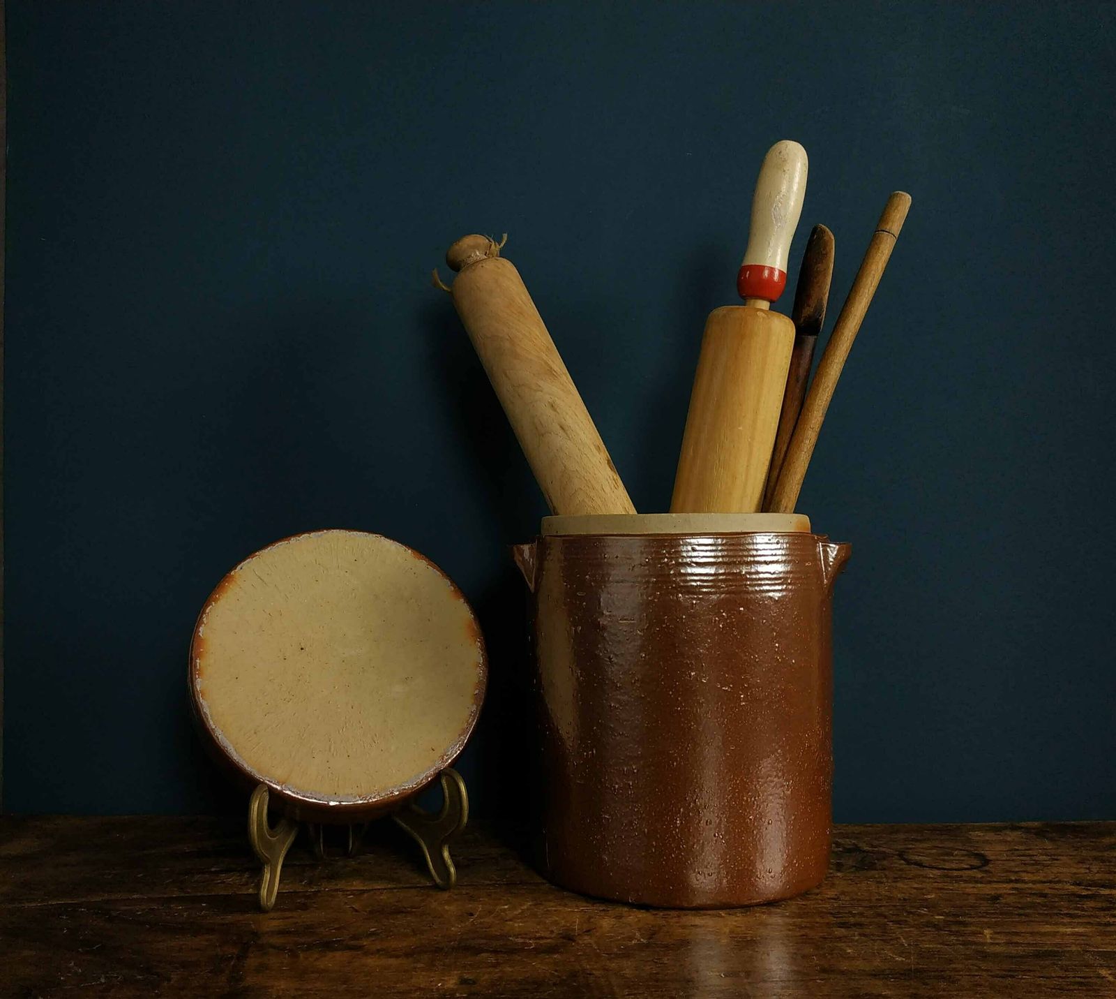 French Stoneware Pot, Lidded Stoneware Ceramic Confit Jar, French Country Kitchen Container, Pottery Crock Pot,Rustic French Farmhouse Decor