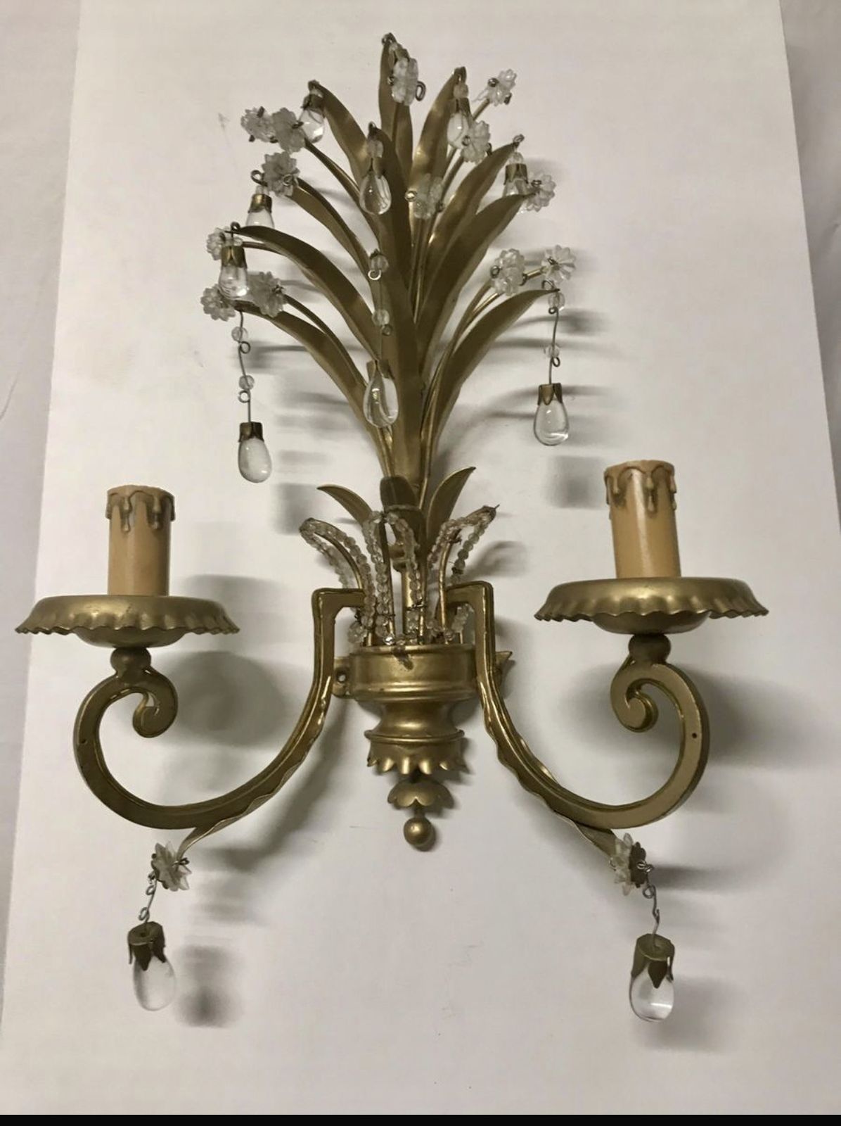Antique Sconces With Murano Glass Drops  photo Lighting