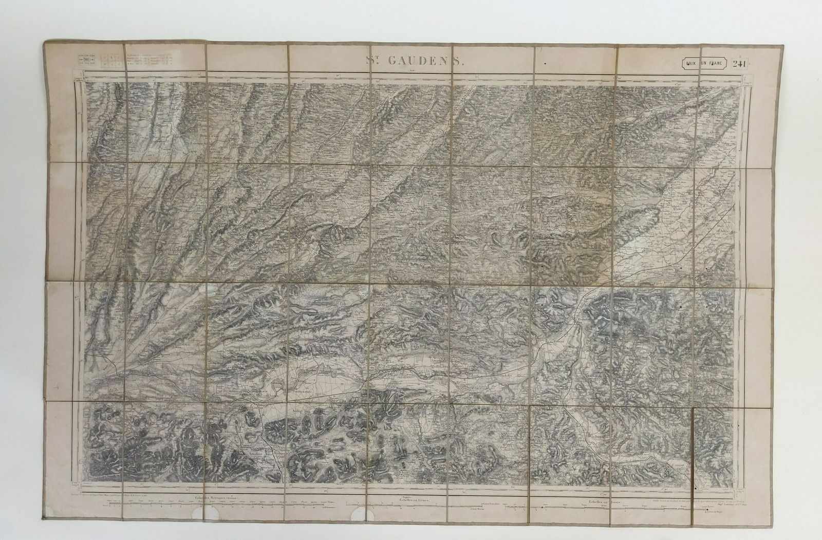 Antique French 19th Century Military Map Of St Gaudens France, 1860s Lemercier Folding Map On Fabric For Collectors photo buy