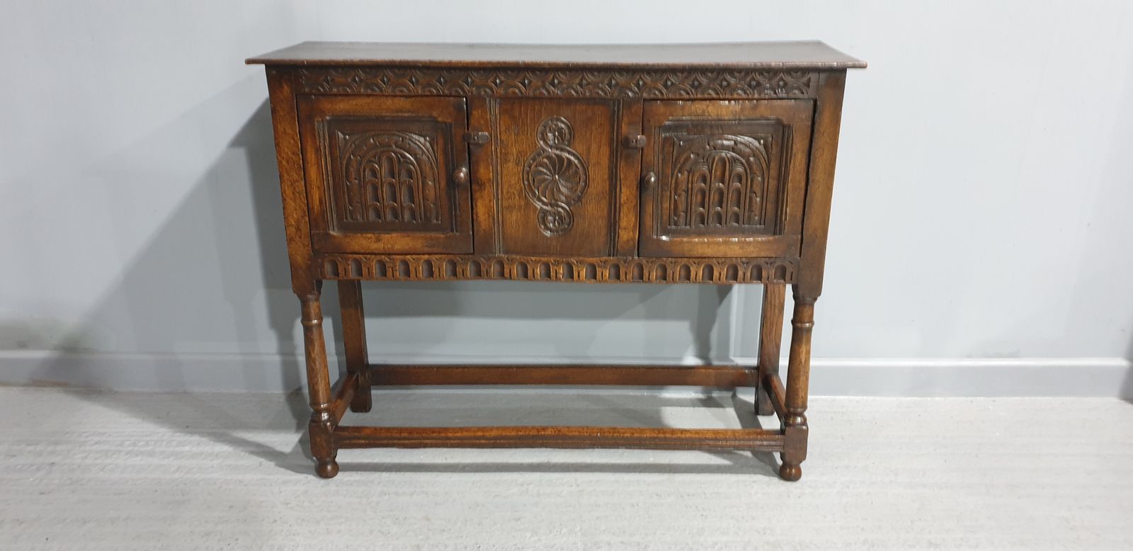 Carved Oak Sideboard Of Small Proportions photo furniture