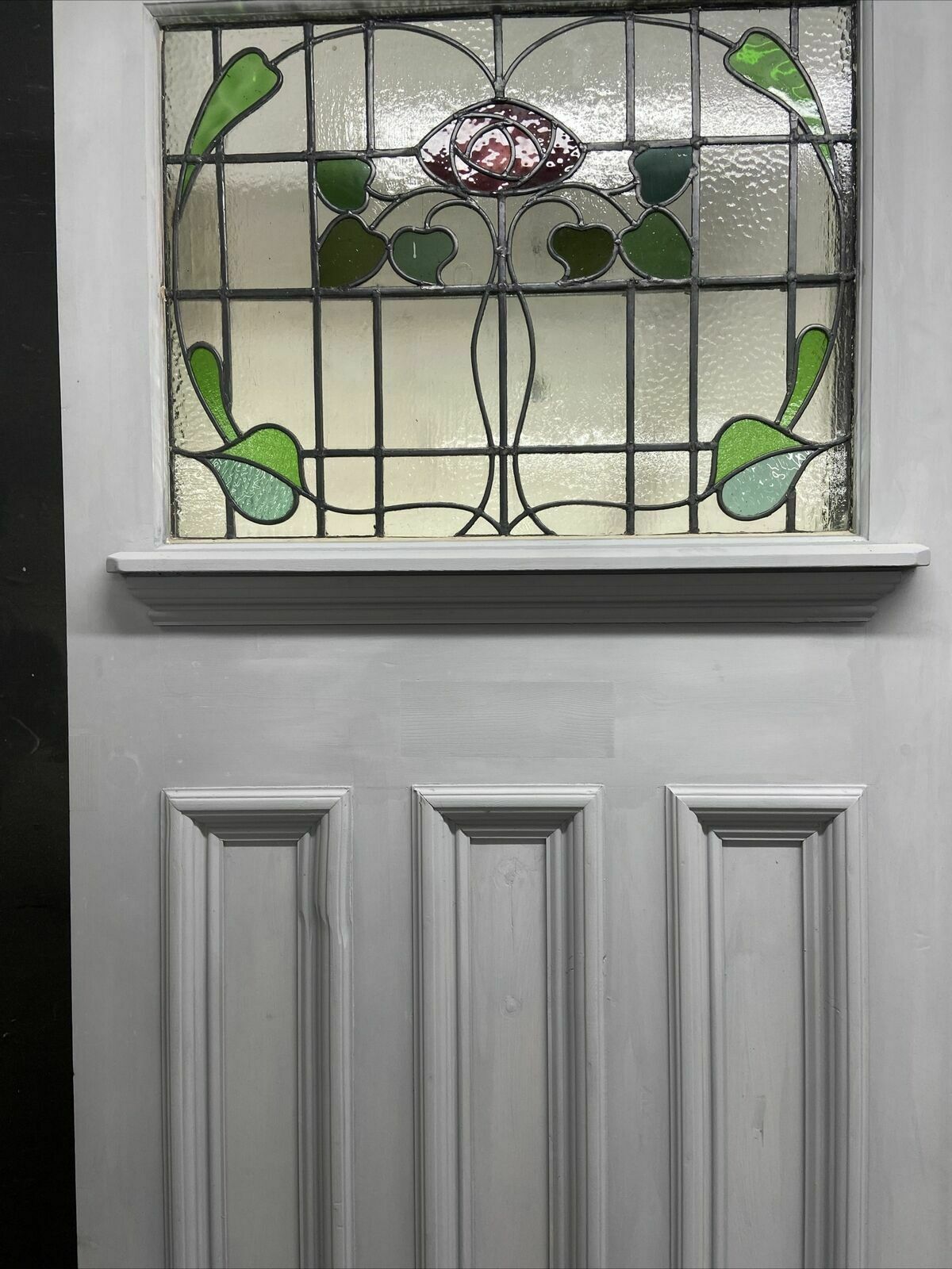 X Large Victorian Stained Glass Front Door Old Reclaim Antique Wood Art Nouveau photo Home Fixtures