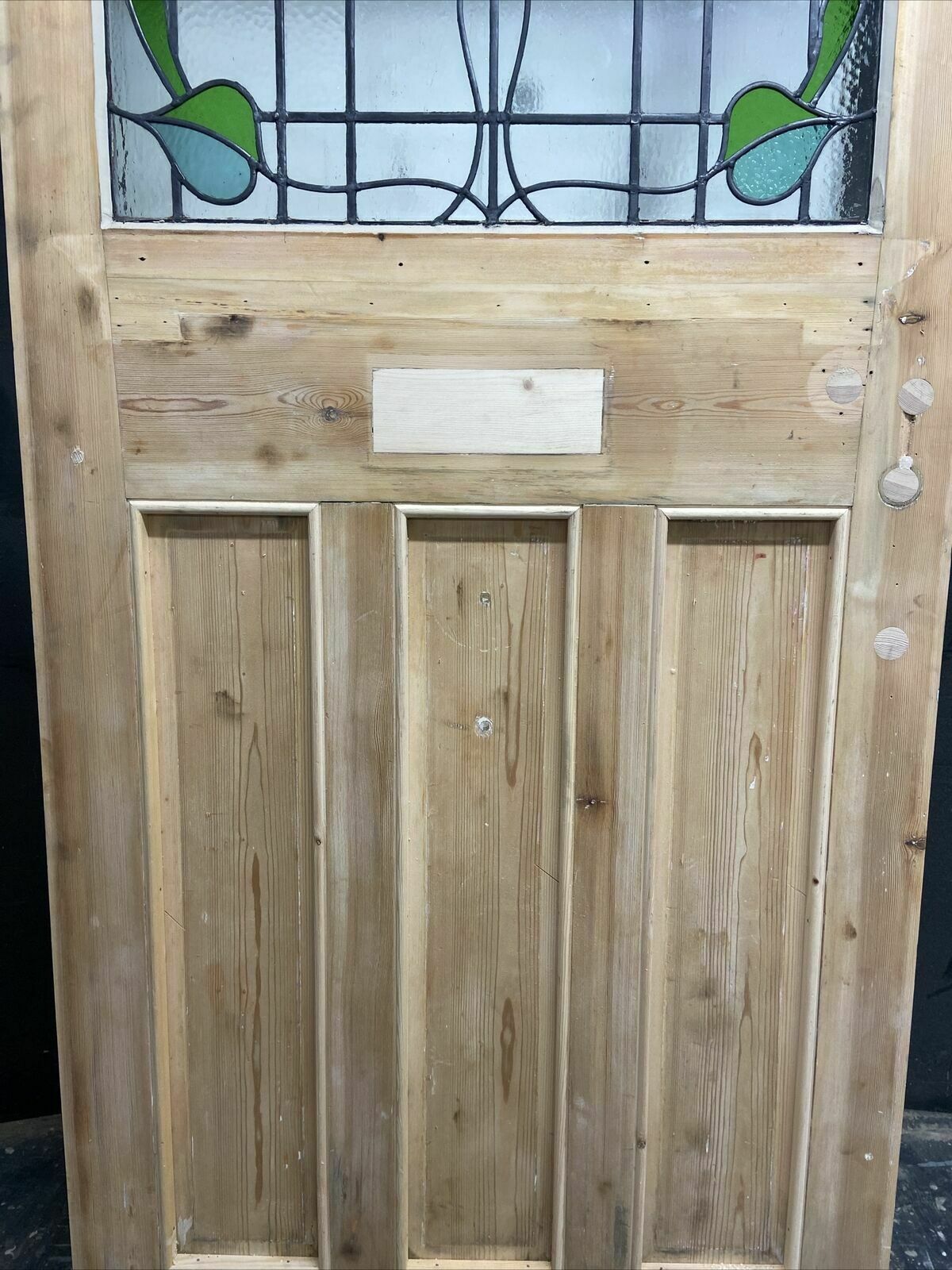 Home Fixtures X Large Victorian Stained Glass Front Door Old Reclaim Antique Wood Art Nouveau photo