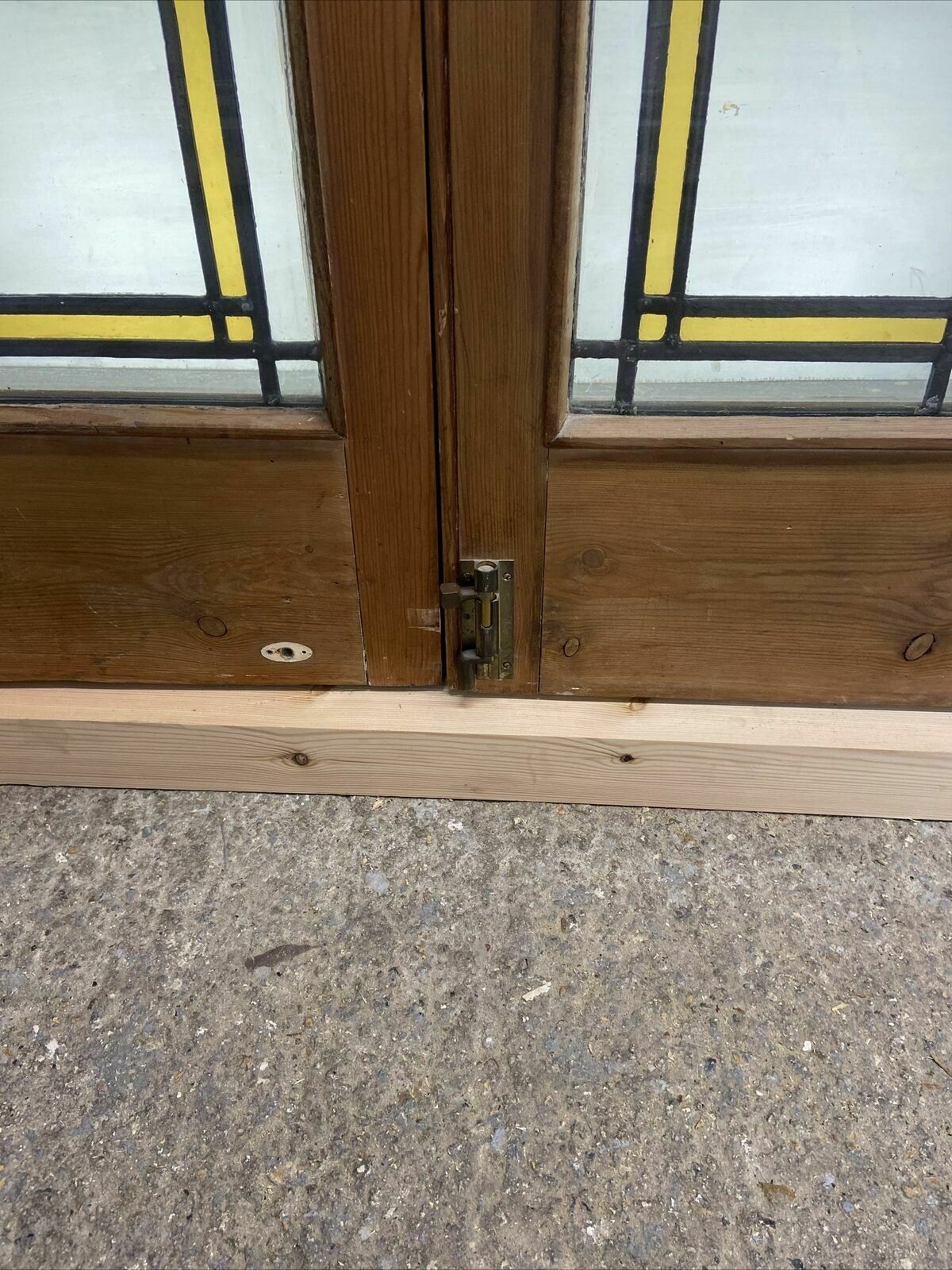 photo furniture Double Edwardian Stained Glass Doors Antique Period Reclaimed Old French Lead